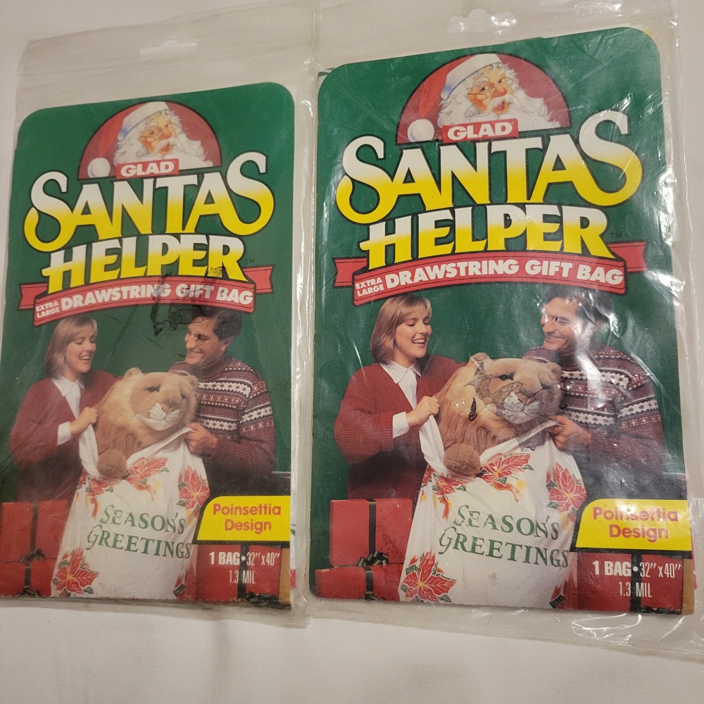Glade Santa's Helper Drawstring Gift Bag - Festive Green and Red